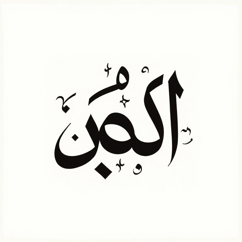 Arabic calligraphy in Thuluth script. Elegant and flowing. Intricate flourishes. Balanced composition. Smooth curved strokes. Bold and delicate lines. Traditional Arabic calligraphy beauty.