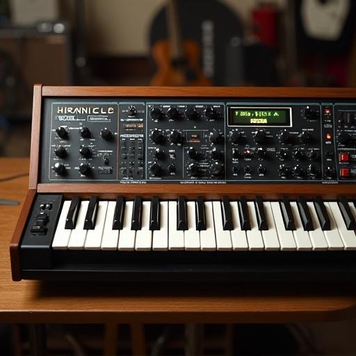 Old Synth Keyboard with a synth patch named Chronicles Vol. 1. The focus is on the synthesizer controls and keys.