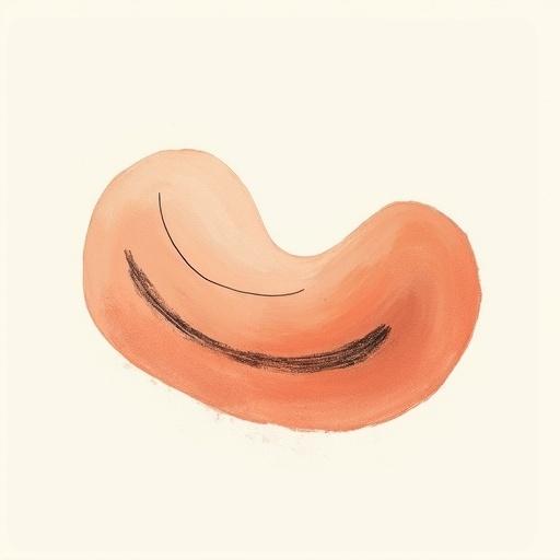 Create an abstract image with a flowing organic shape. Use warm terracotta and earthy tones. Integrate three thin black lines randomly. The background should be white. Add a subtle paper texture inside the shape. Shape outline follows the organic form.