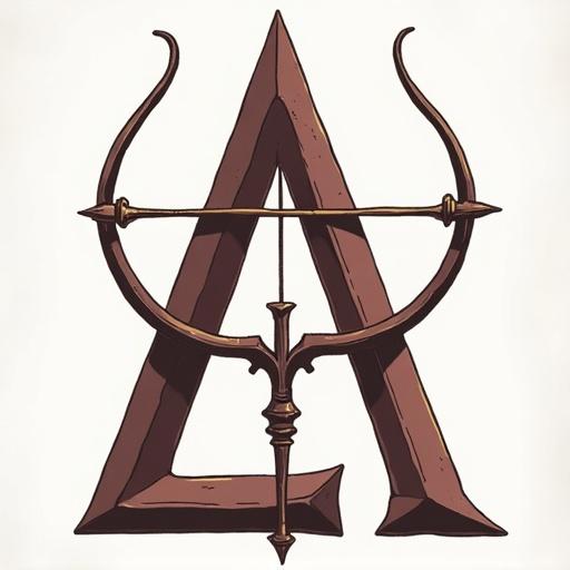 Stylized archer symbol in a creative design. Represents archery and similar themes. Features strong, recognizable shapes. Crafted with an artistic touch.