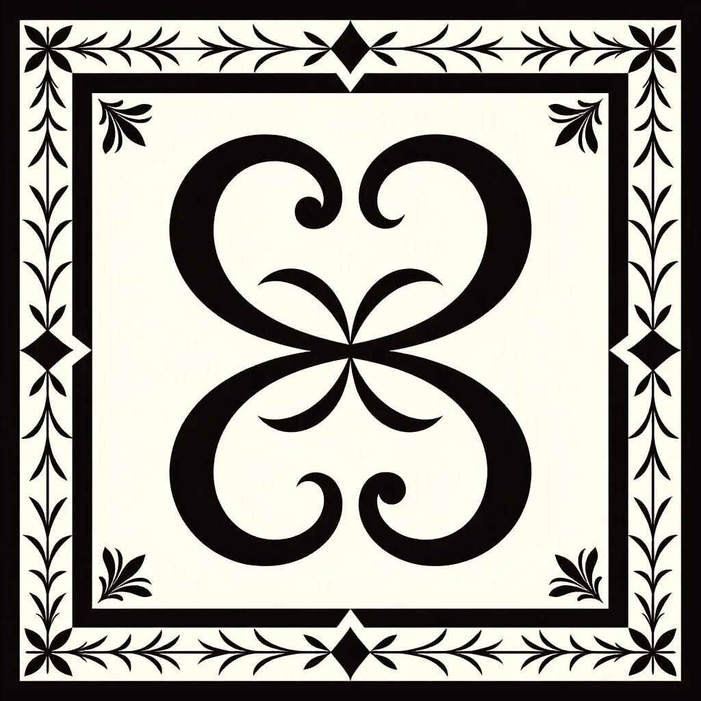 Minimalist and stylized representation of the Phoenician aleph rotated 90° left and the Taurus zodiac symbol merged into one. Focus on shape, unity, and symmetry. Clean black lines on a white background, without figurative elements or shading.