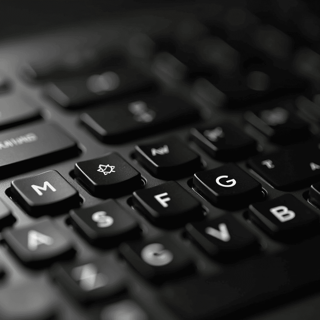 Close-up of a keyboard with a unique symbol on one key.