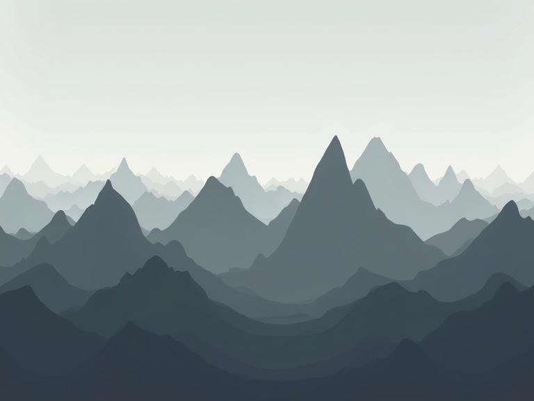 Horizontal row of evenly spaced 2D mountains in side view. No overlapping. Mountains in a straight line from left to right. Flat dark gray and charcoal colors with subtle shading. Clean outlines. Simple cartoon style, similar to City Smash background. Distant and uniform in size. Minimalistic and smooth shapes.