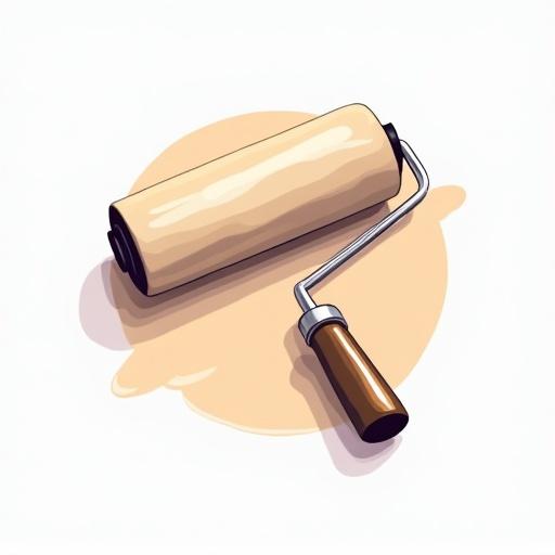 Logo design for a painting company featuring a paint roller with a wooden handle on a light background