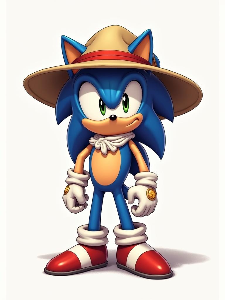 Draw Sonic wearing just a pith helmet. No background or other clothing.