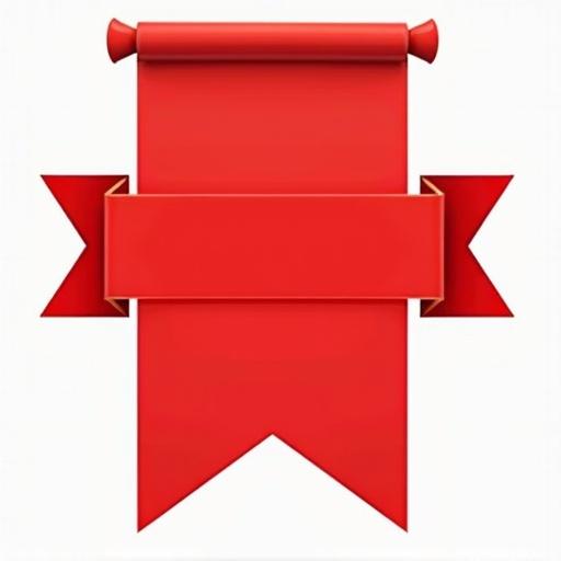 Red banner ribbon design. Flat graphic style. Simple and bold. Ideal for promotions.