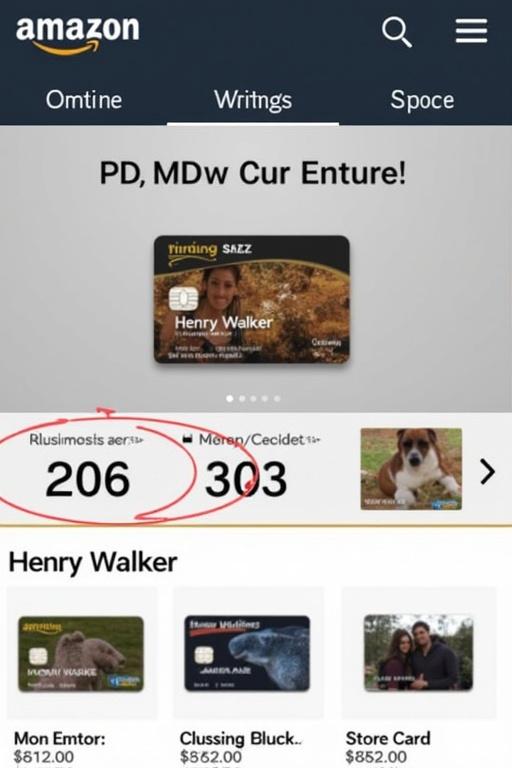 Amazon Store Card designed for Henry Walker with specific details.