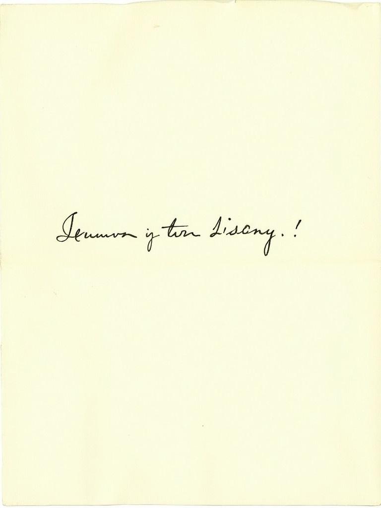 Handwritten letter on cream colored paper. Text in cursive style with dark ink. Emphasis on fluidity of handwriting.