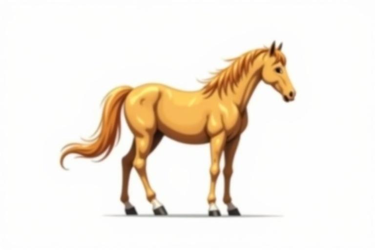 Light yellow horse with reddish-brown fur and a darker stripe on the back. Darker legs. Anime style with a white background.