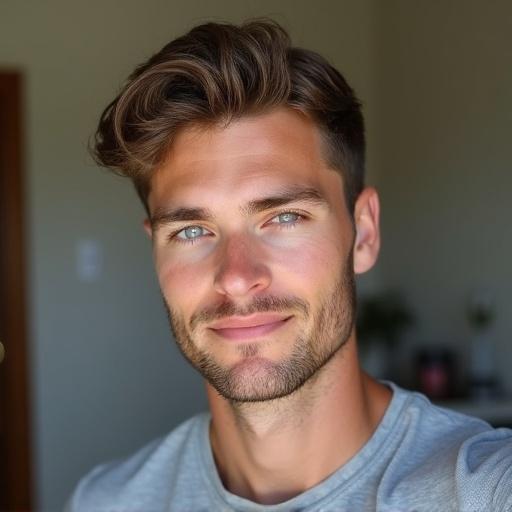 Selfie of a young Caucasian man in a casual setting. The style is suitable for platforms like Instagram or TikTok.