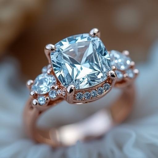 Close-up view of a modern abstract diamond ring designed for women in 2025. Captured with a Leica lens.