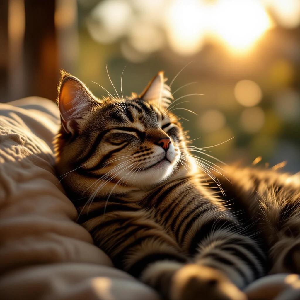 Cinematic film still of a cat basking in the sun. Highly detailed aesthetic. High-budget Hollywood movie style. Moody and epic atmosphere.