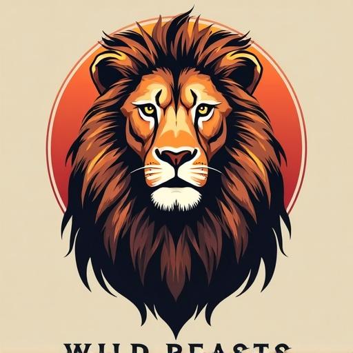 Logo design for Instagram featuring a lion and text that says wild beasts.