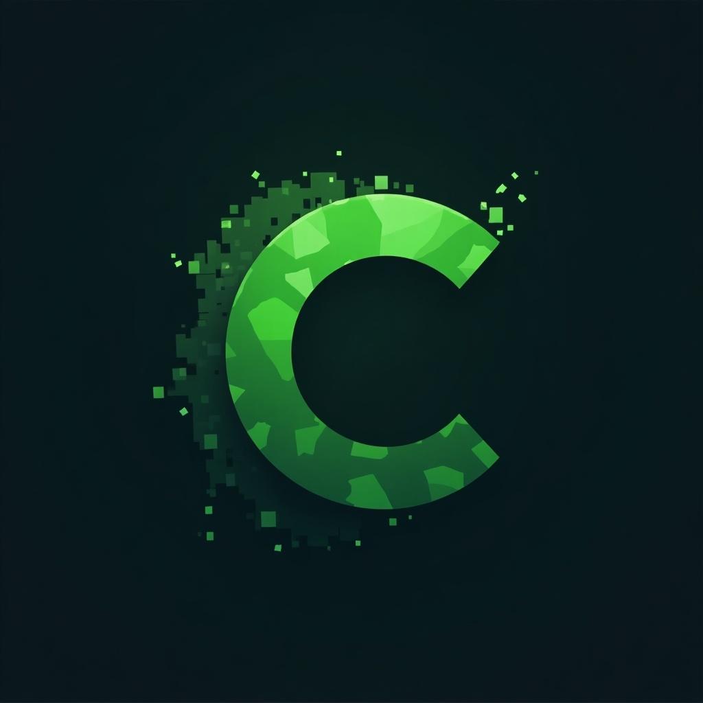 Logo designed for a Minecraft server named LunarCraft Network. Central focus is a stylized green letter C. Icon features a modern and simplistic design that resonates with gaming communities.