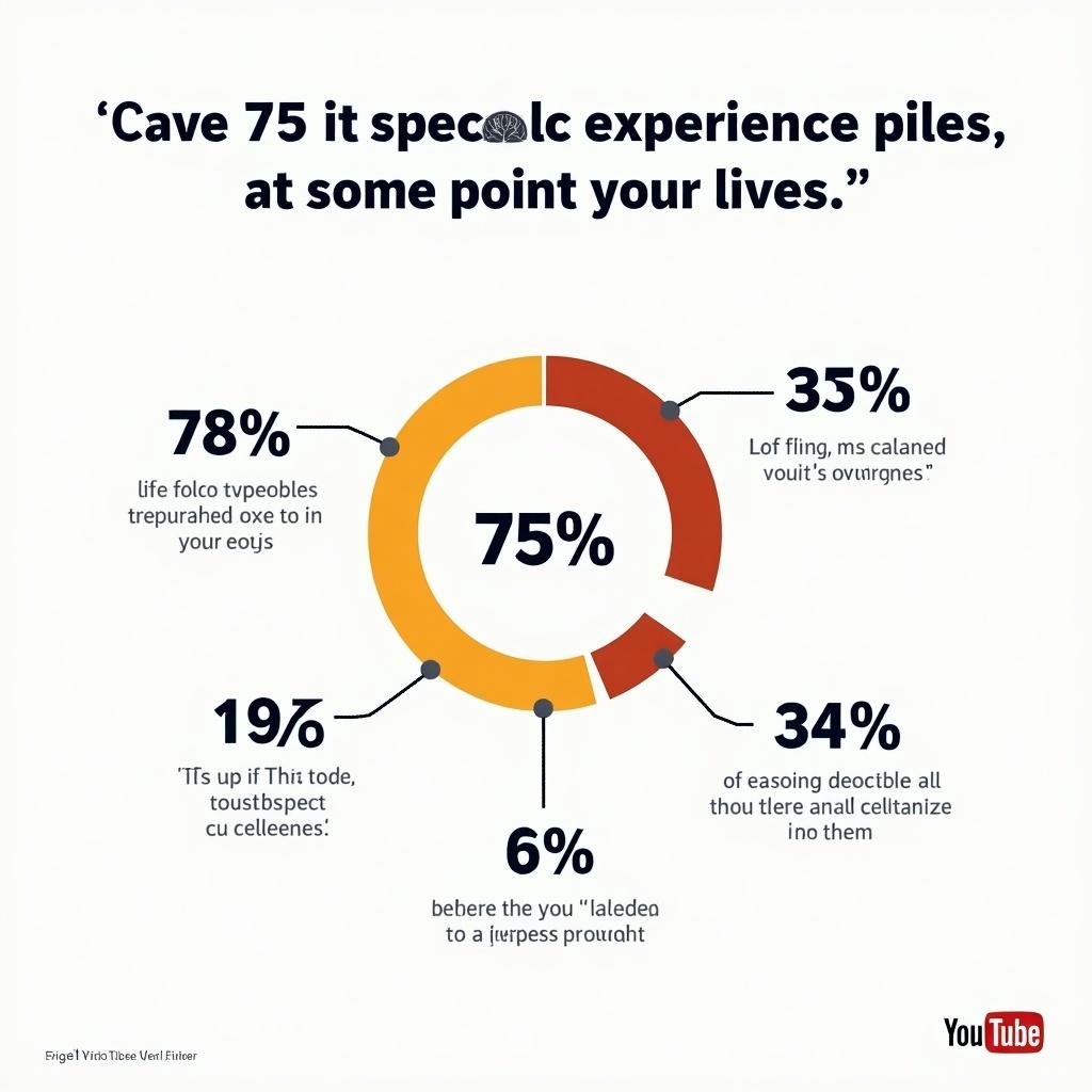 Infographic showcasing 75% of people experience piles at some point in their lives. Includes a pie chart with various statistics related to piles. Engaging and informative design.