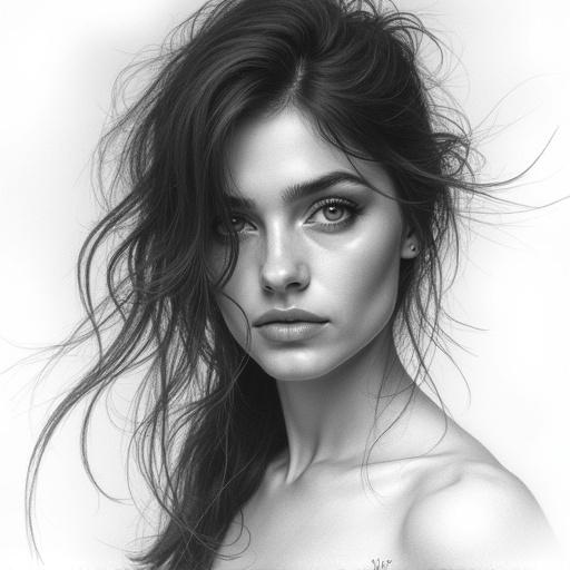 black and white graphite pencil sketch smear of a woman with shadows