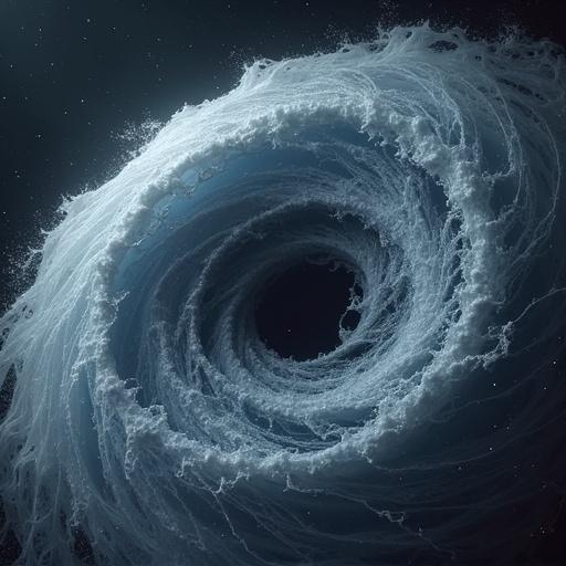 Abstract representation of a slipring in rotation. The image features a spiral wave pattern with dynamic fluid motion. Colors blend from light to dark blue. A captivating visual with a central vortex effect. Soft lighting enhances the depth of the design.