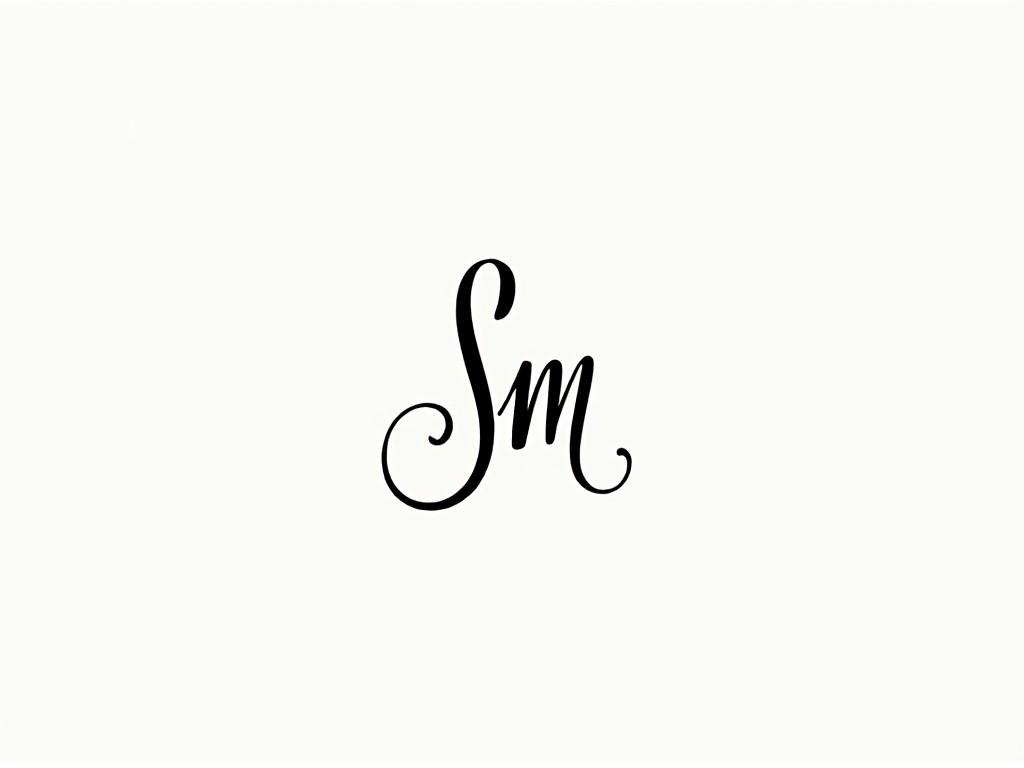 elegant calligraphy of the letters 'Sm', black on white background, minimalist, suitable for a logo or branding