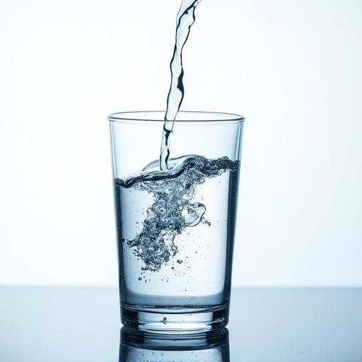 A glass of water is turned upside down without spilling. No water leaks out.