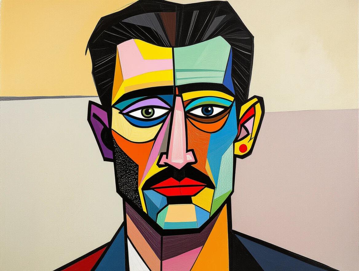 New artwork by Boris Valejio. Depicts a vibrant modern figure in bold colors. Background features subtle tonal shifts. Evokes a contemporary artistic expression.