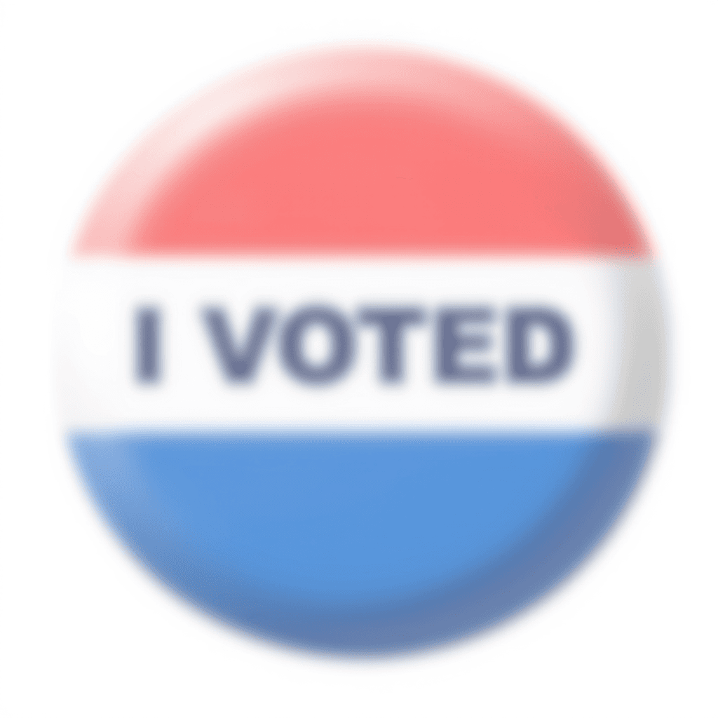 A badge with the text 'I Voted' symbolizing participation in voting.