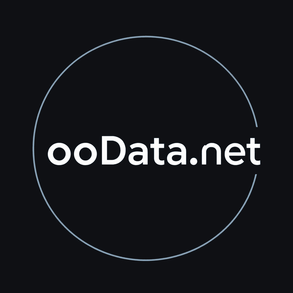 A simple logo with the text 'ooData.net' in a circle on a dark background.