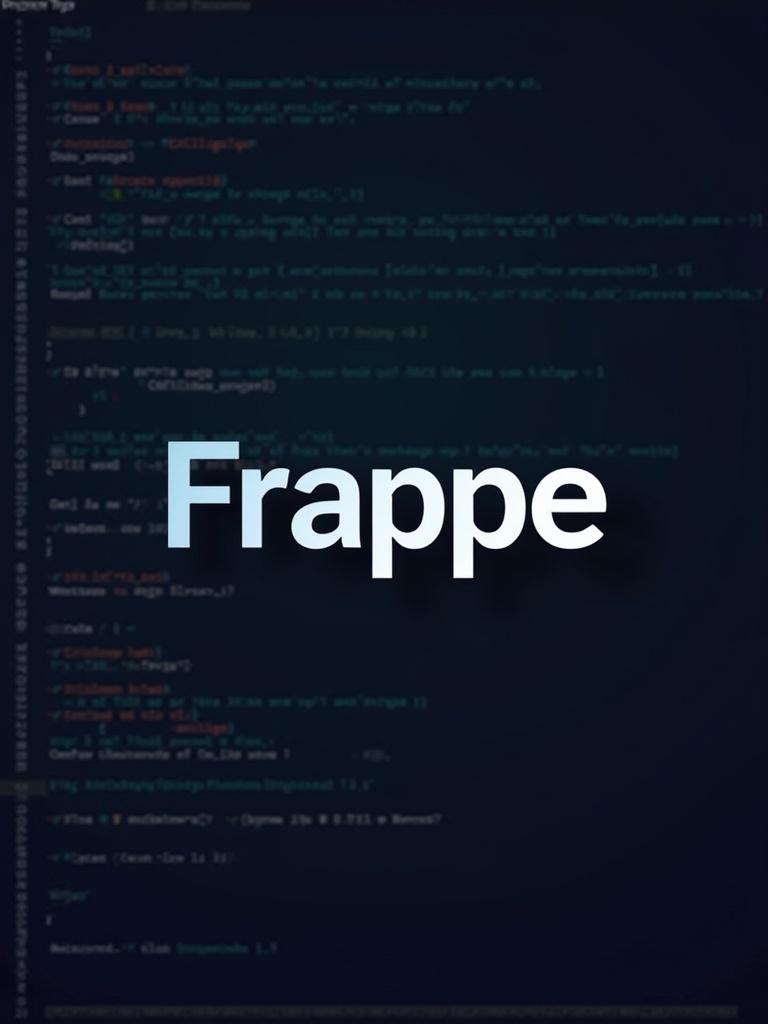 Image features coding background with the text Frappe. Focus on accurate and clean lettering. Intended for project portfolio showcase.