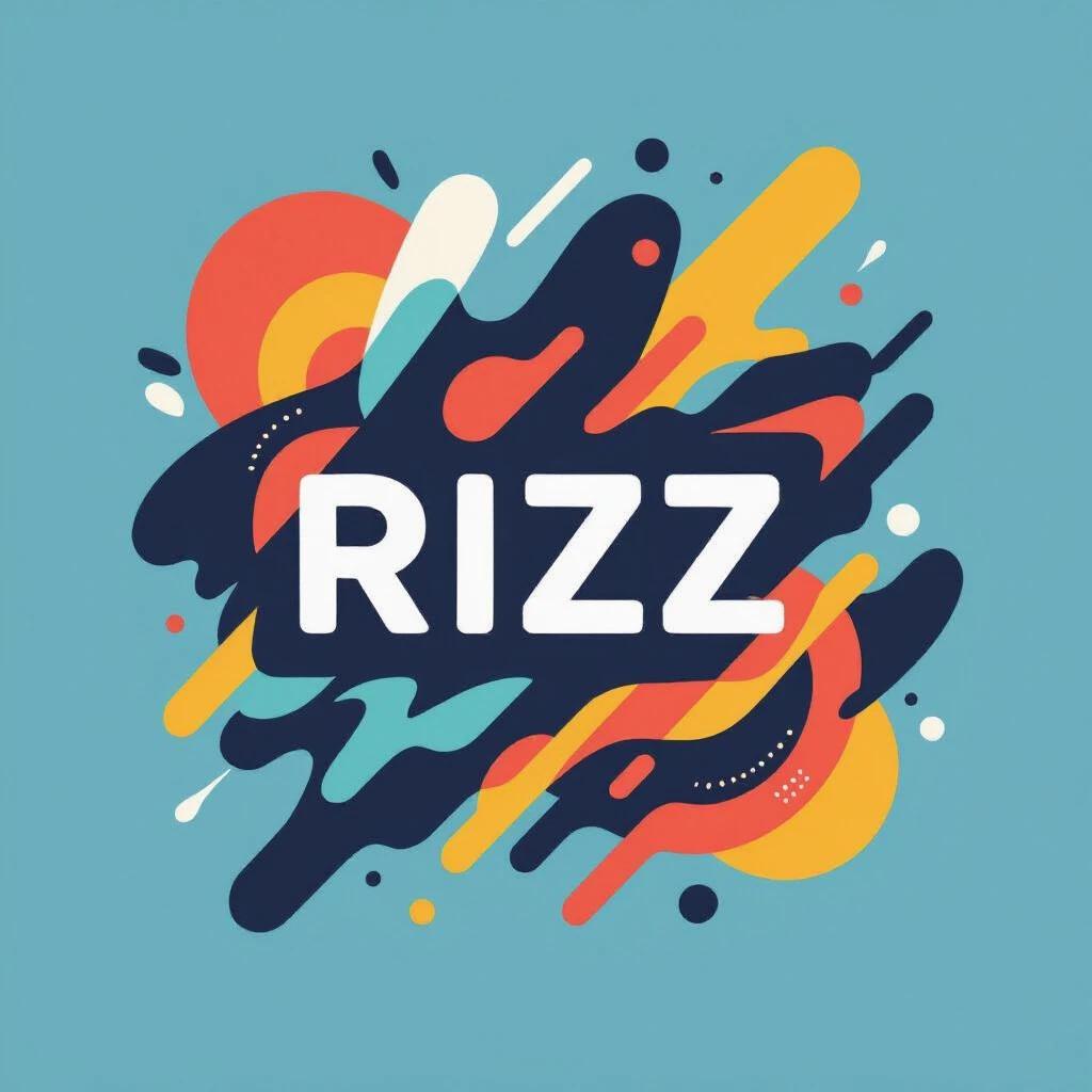 Minimalistic design with the word RIZZ in the center. Bright colors in a fun and stylish backdrop. A modern and artistic presentation suitable for t-shirts.