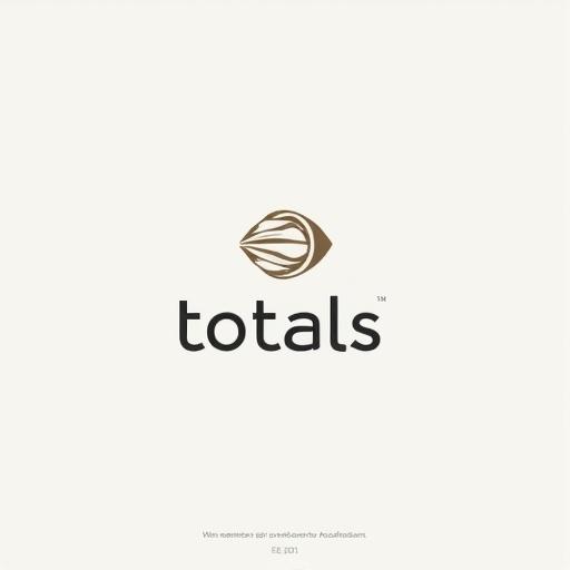 Logo design using the word totals. Minimalistic approach with clean lines and a simple, elegant look. Eye-like graphic included in the design.