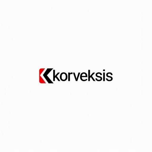 Logo design featuring the text KORVEKSiS. Simple and modern style with arrows pointing left.