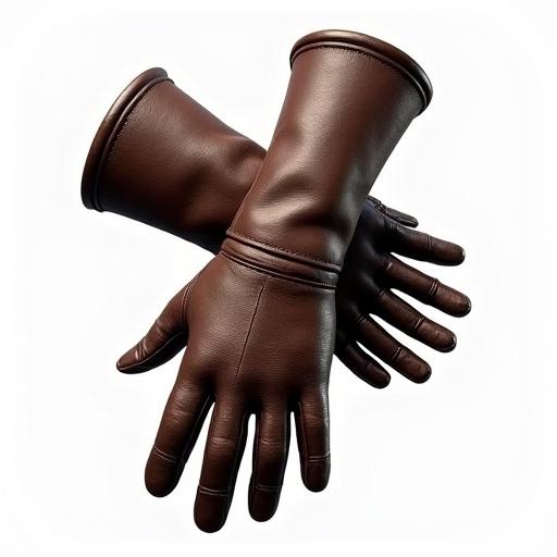 Realistic leather gloves displayed in a neutral pose. No background, transparent display. Suitable for gaming and fashion contexts.