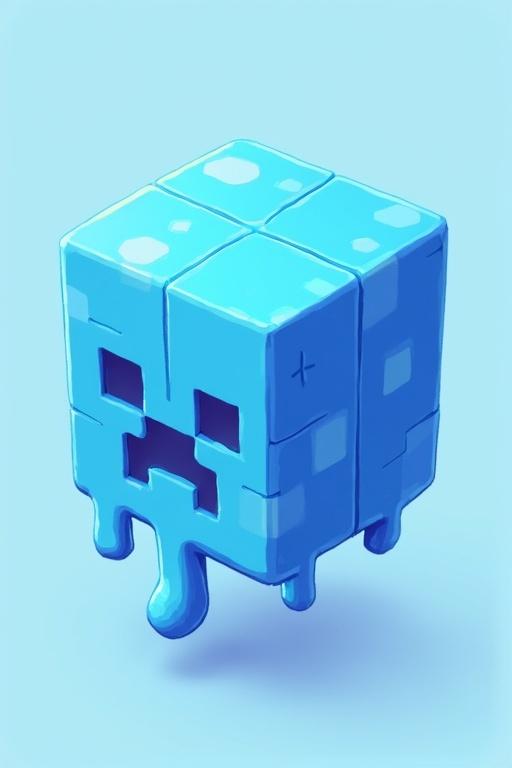 Logo for Minecraft server named Sworlds featuring a blue cube resembling a slime block. Modern design with pixel icon in center. Text says Minecraft server+.