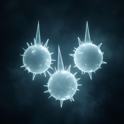 photo of ethereal glowing white orbs with spikes floating in the dark