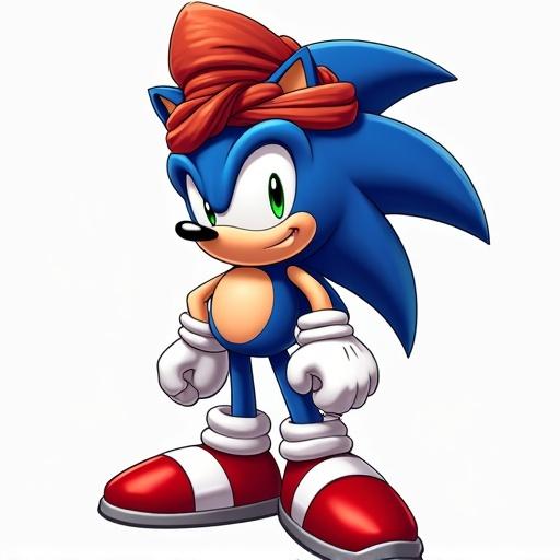 Draw Sonic wearing only a turban. No background or other clothing items.