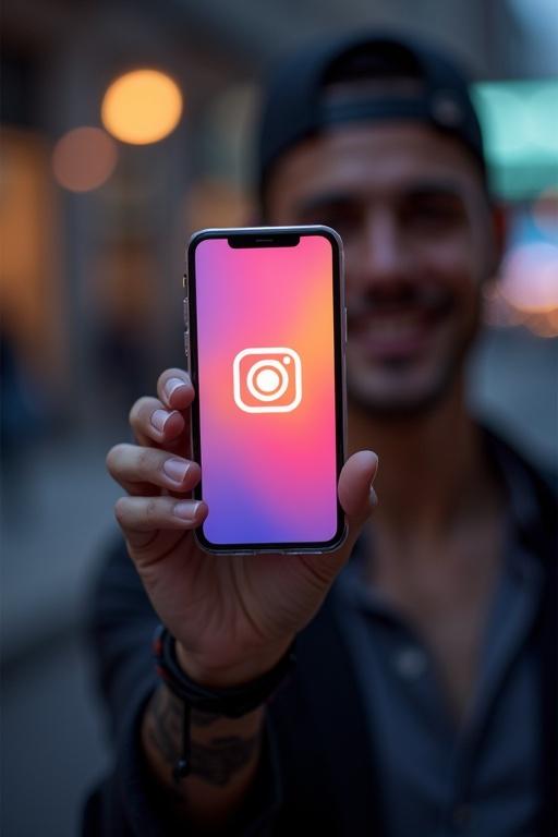 Image of a person holding a smartphone with Instagram app open. Glow effect suggesting influence or expertise. Background hints at online community.