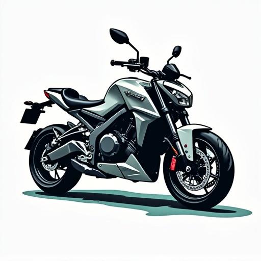 Logo design for an electric motorcycle store and home appliances. Features a modern electric motorcycle in a stylized format. Simple and clean layout with a focus on the motorcycle and eco-friendliness.