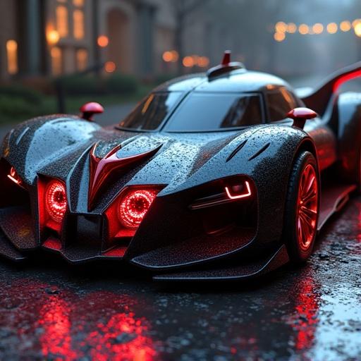 A stylish and luxurious Batmobile with a vivid, high-impact design. Feature sleek lines and a dynamic presence. Emphasize vivid colors and impressive design elements.