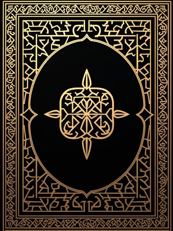 Bold black and gold Islamic patterns integrated with Egyptian lotus icons and faint Coptic interlacing borders. Suitable for identity design and fashion print packaging mockup.