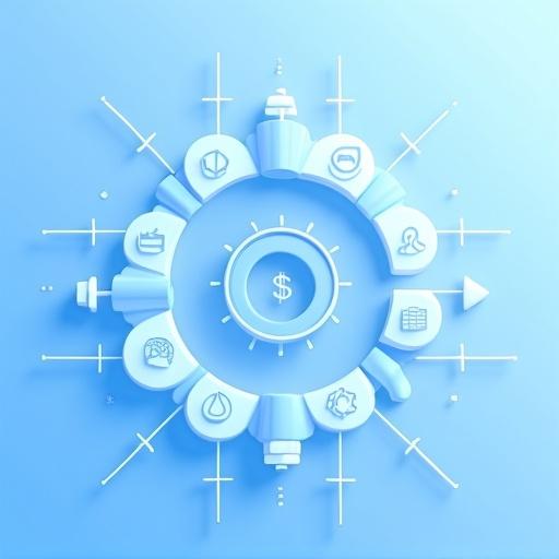 A professional representation of a glossary concept for business methodology. Blue dominates the image. Shapes and icons are featured prominently. The background is modern and visually appealing.