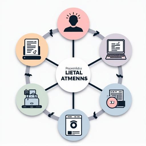 Diagram showcasing a digital marketing agency announcement on Instagram. The design promotes enhanced communication between entrepreneurs and target clients. Central graphic includes icons representing different digital communication tools.