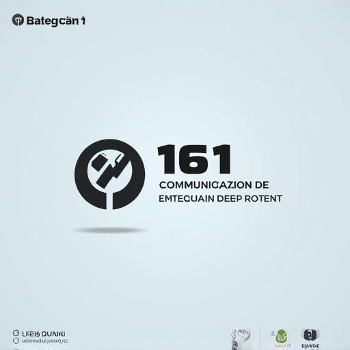 Logo for a communication services company named 161. Features a simple and modern design. Incorporates a bold symbol representing communication and the name '161' prominently. Color palette is minimal with gray, black, and white.
