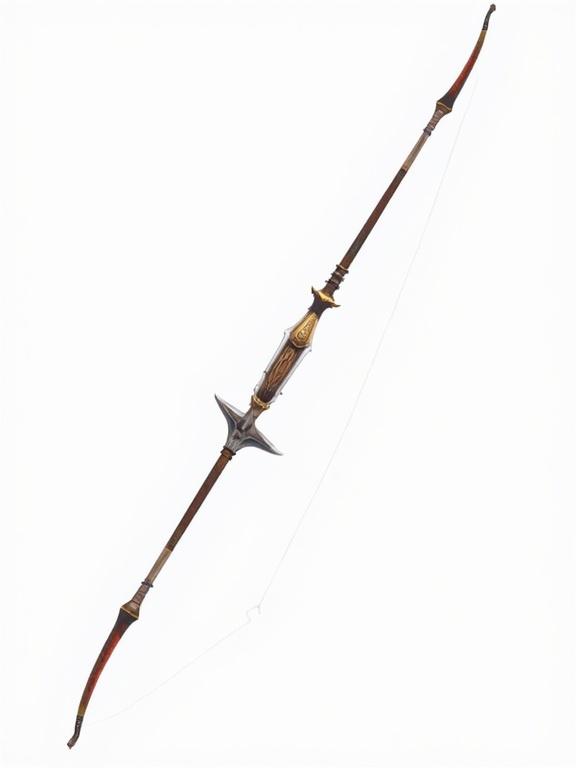 Long bow weapon icon for ARPG. Detailed design with equipment slot. No background.