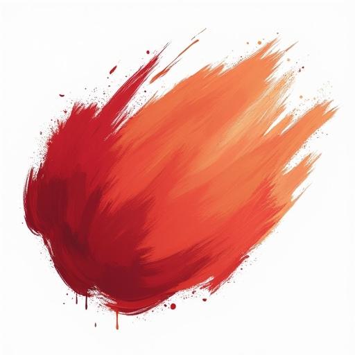 Brushstroke-style blob of red and orange colors. The texture resembles painterly techniques. There is a clean white background.
