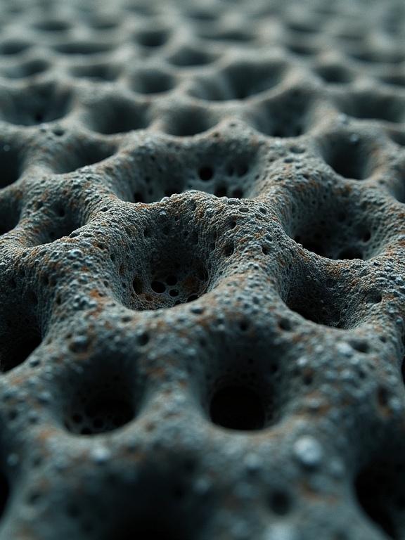 Abstract cluster of tiny holes in an organic pattern. Unsettling texture with muted colors. Captured with a macro lens for stylized digital art.