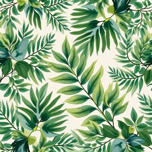 Elegant fern design vector pattern with lush foliage. Features intricate leaf patterns. Showcases natural grace and beauty. Vibrant soft green hues create serene yet lively atmosphere. Intricate shapes repeat seamlessly for unlimited application. Evokes tranquility, sophistication, harmony. Accentuates graceful forms of fern leaves with texture and depth.