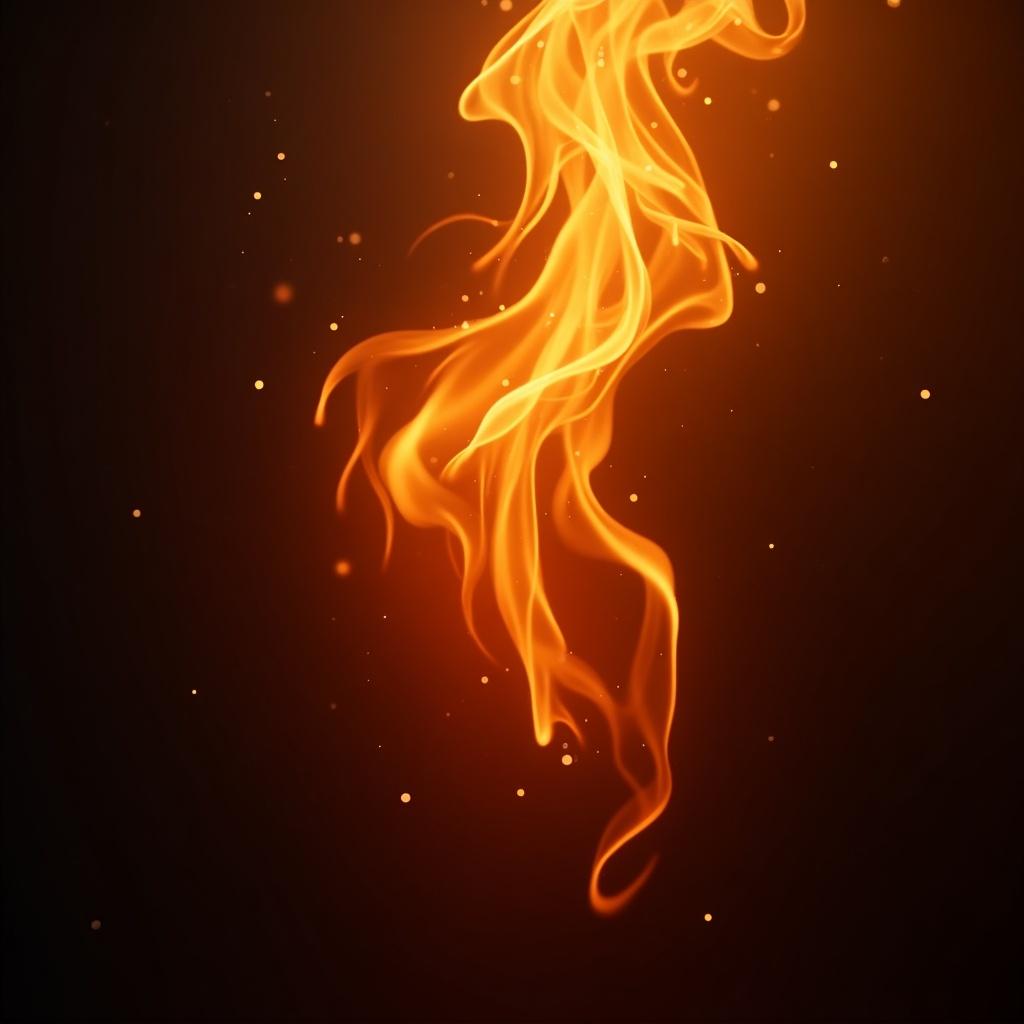 Abstract flame background with warm colors. Glowing and swirling flames on a dark background. Soft light effects creating a sense of movement.