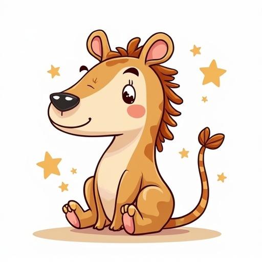 Cartoon illustration of a lion character with a friendly expression, background transparent, outlines clear and sharp.