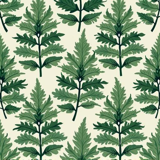 Artistic vector pattern of overlapping fern leaves. Botanical-inspired color palette features varying shades of vibrant and soft greens. Intricate structure creates harmony and balance. Composition evokes tranquility and showcases fern beauty suitable for seamless design.