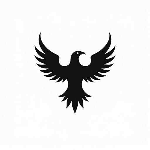 Black logo featuring an abstract representation of the Arabian eagle on a white background in Bauhaus style.