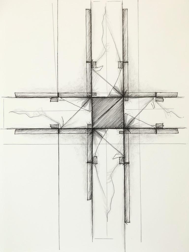 Illustration shows a horizontal cross-section. It depicts an old beam grid with a wooden plank floor. The condition of the beams is good but bent. Ceramic tiles are illustrated showing a thickness of 8mm. The drawing includes structural supports and connections clearly marked.